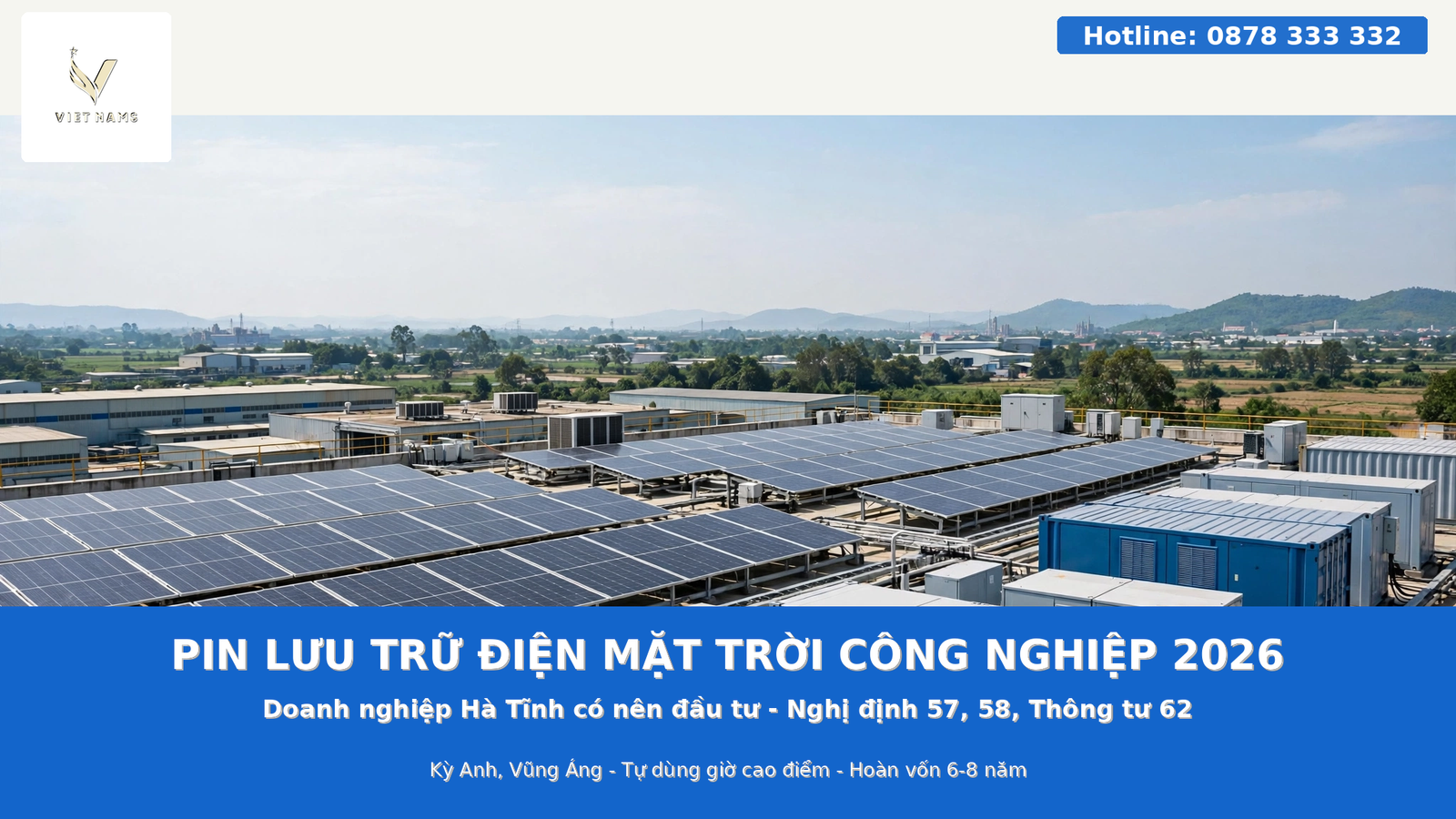 Pin Lưu Trữ Điện Mặt Trời Công Nghiệp 2026: Doanh Nghiệp Hà Tĩnh Có Nên Đầu Tư