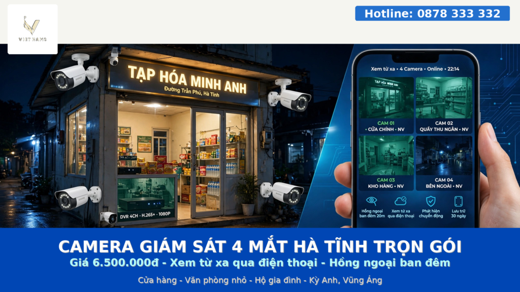 Bộ camera giám sát 4 mắt có ghi hình