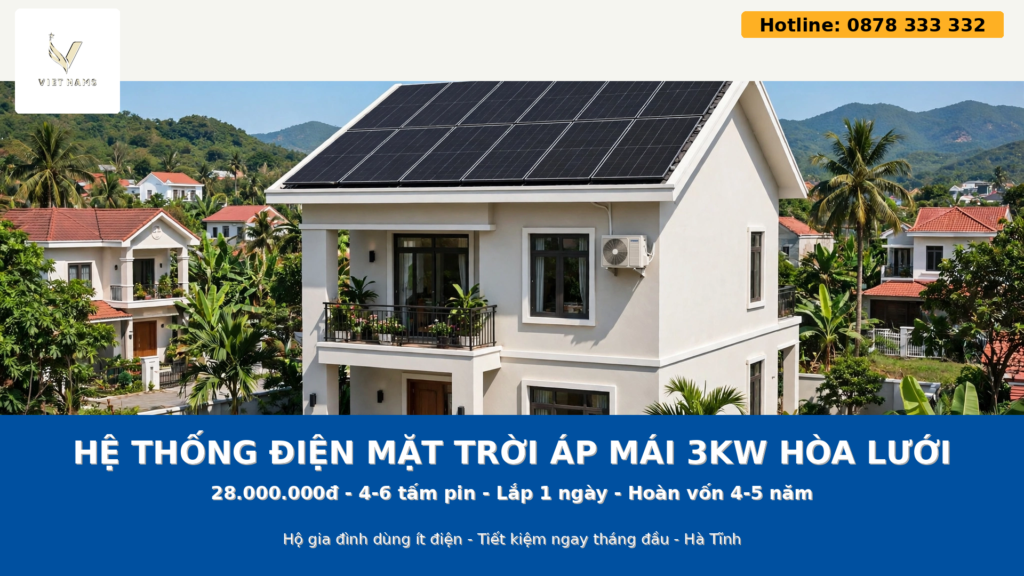 Hệ thống điện mặt trời áp mái 3kW hòa lưới