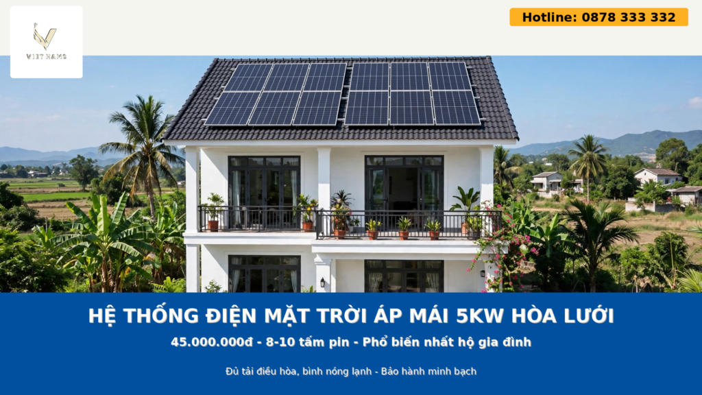 Hệ thống điện mặt trời áp mái 5kW hòa lưới