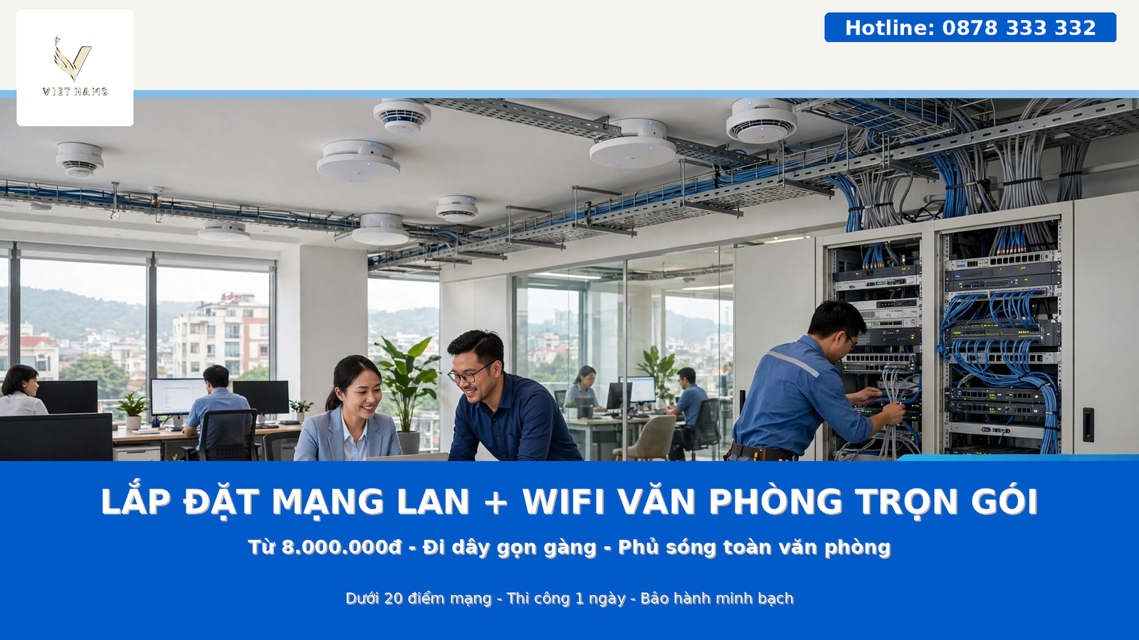 tủ rack mạng văn phòng dùng UPS cho phòng server Hà Tĩnh Vietnamstech