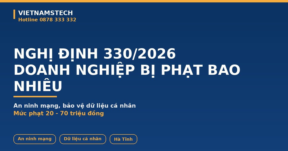 Nghị Định 330/2026 An Ninh Mạng: Doanh Nghiệp Hà Tĩnh Bị Phạt Bao Nhiêu