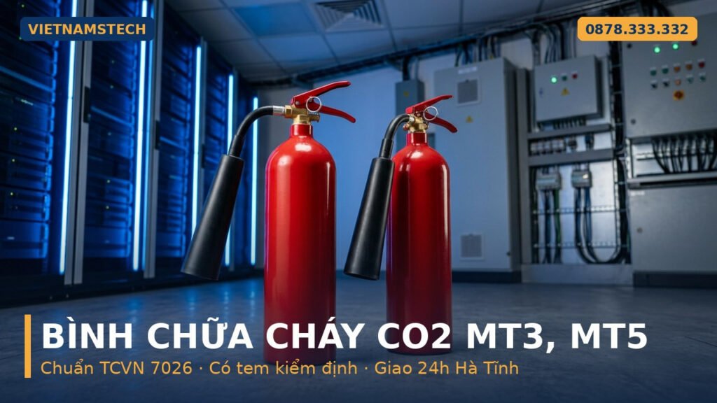 bình chữa cháy CO2 MT3 MT5 trong phòng điện Hà Tĩnh Vietnamstech hotline 0878 333 332