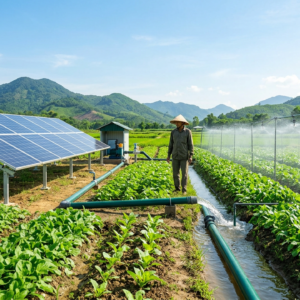 bơm nước năng lượng mặt trời tưới trang trại Hà Tĩnh Vietnamstech hotline 0878 333 332