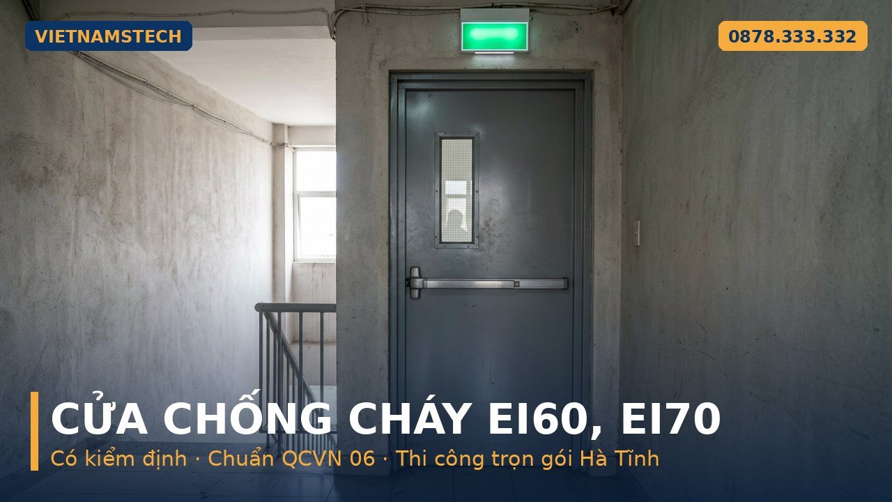 cửa chống cháy thép EI60 EI70 tại buồng thang Hà Tĩnh Vietnamstech hotline 0878 333 332