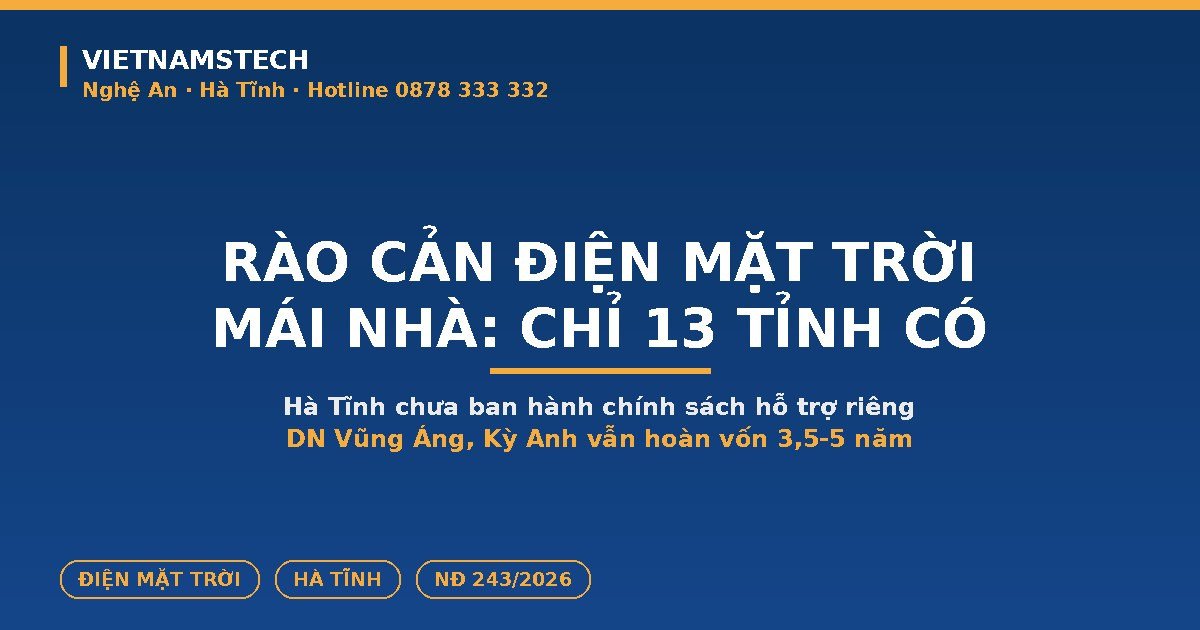 Rào Cản Điện Mặt Trời Mái Nhà 2026: Chỉ 13 Tỉnh Có Chính Sách Hỗ Trợ