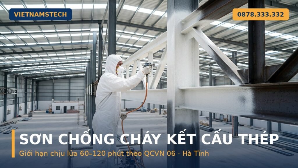 sơn chống cháy kết cấu thép nhà xưởng Hà Tĩnh Vietnamstech hotline 0878 333 332