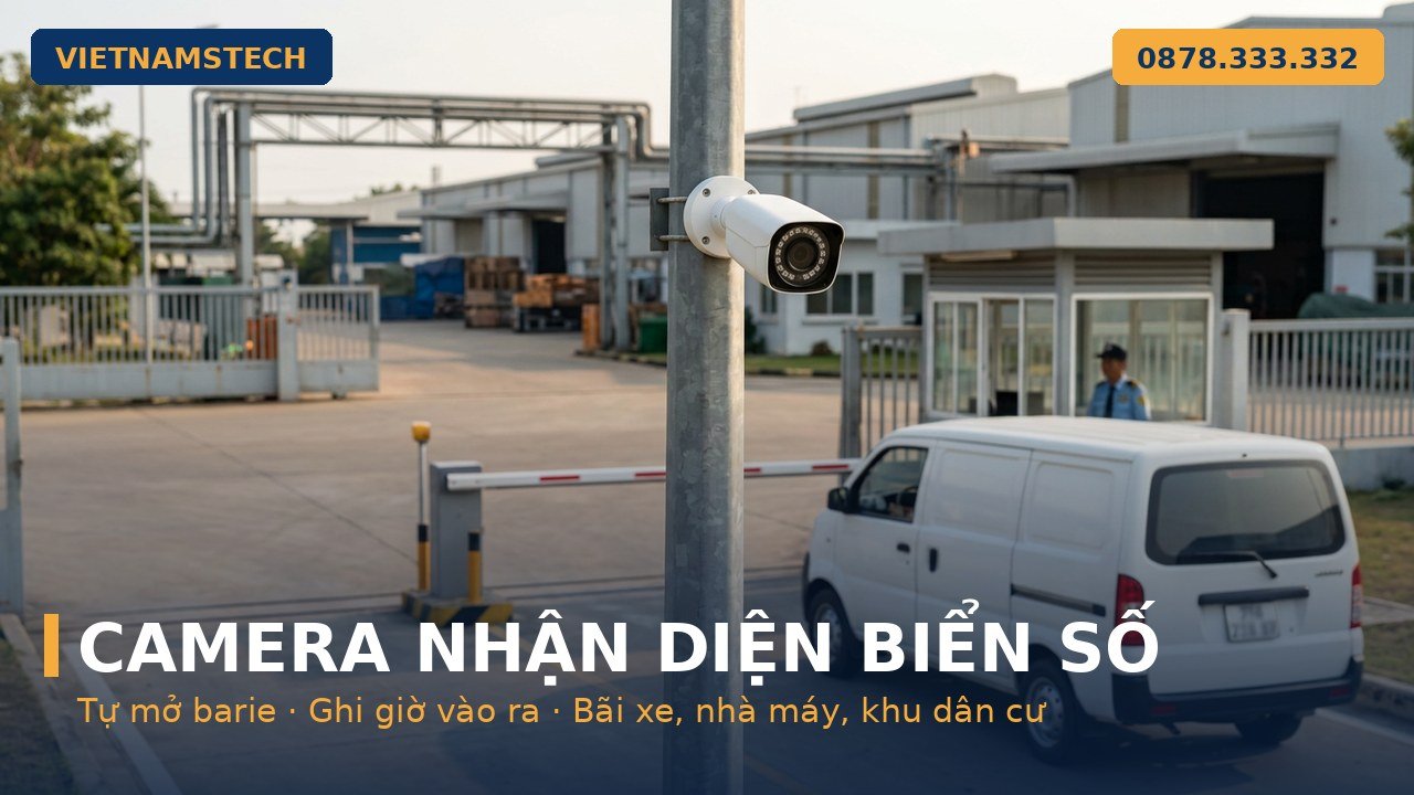Camera nhận diện biển số tự động mở barie bãi xe nhà máy Hà Tĩnh Vietnamstech hotline 0878 333 332