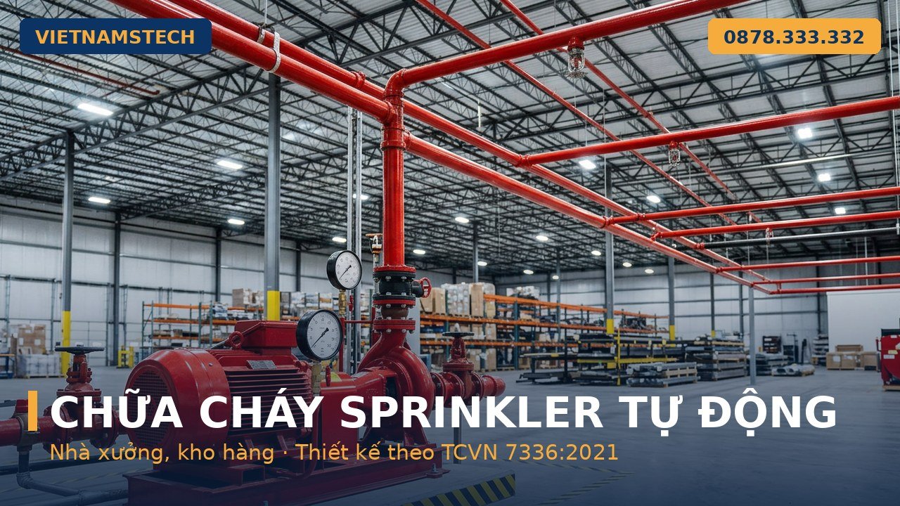Hệ thống chữa cháy sprinkler tự động nhà xưởng Hà Tĩnh Vietnamstech hotline 0878 333 332